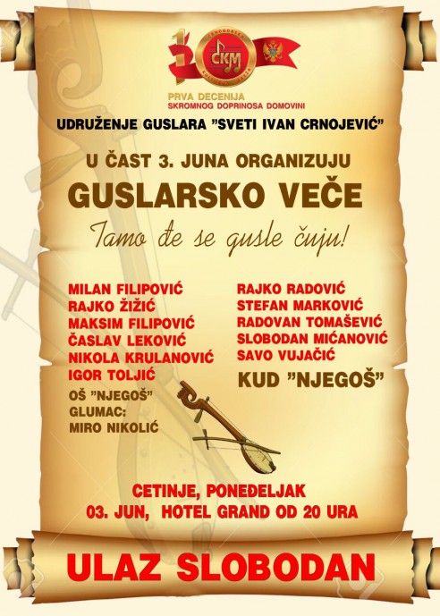 GUSLARSKO VEČE U ČAST 3. JUNA